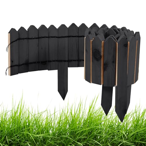 Gimisgu Rasenkante Beeteinfassung 200 x 20 cm，rasenkanten Rollborder Flexibler，Gartendeko Gartenpalisade für Beeteinfassung，Natural rasenkantenband Gartenzaun für Garten（Graphite） von Gimisgu
