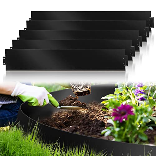 Gimisgu Rasenkante Metall 5/10/15/20/25/30/35/40/45/50m Verzinkt 100x18cm Beetumrandung Beeteinfassung Mähkante Palisade Beetbegrenzung Rasenbleche Mähkante Schwarz(Länge 20m-Höhe 18cm), M8725-EM-20l von Gimisgu