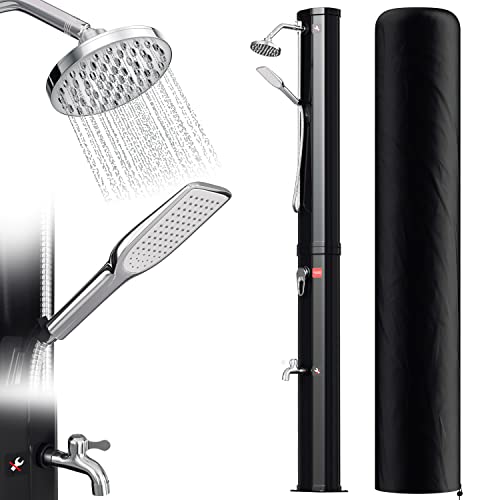 Gimisgu Solardusche 40L Solar Gartendusche warmes Wasser Bis Zu 60°C Ohne Stromanschluss Pooldusche Camping mit Fußdusche und schwenkbarem Regenduschkopf Handbrause Schwarz von Gimisgu
