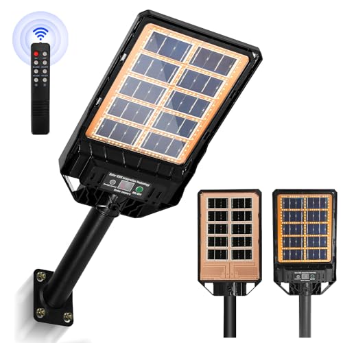 Gimisgu Straßenlaterne 100W 960LM Solar LED Lampe Solarlampen für Außen Outdoor Solarleuchte mit Bewegungssensor 6500K Solar Straßenlaterne IP65 Wasserdichte Solar Wandleuchte für Garten (2 Stück) von Gimisgu