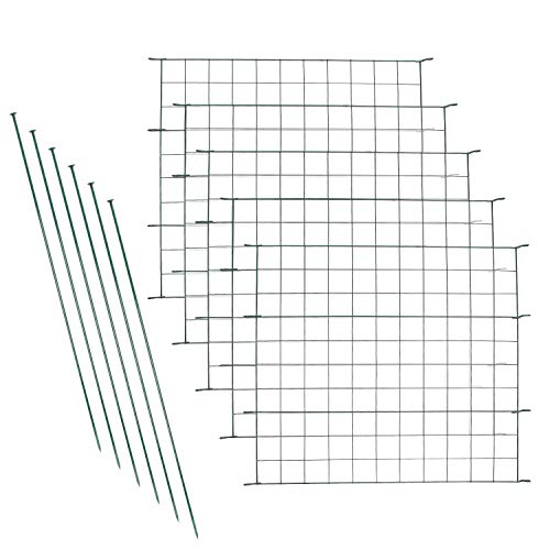 Gimisgu Teichzaun Gartenzaun 11tlg Set Zaun Teich mit 5 Zaunelemente und 6 Befestigungsstäben, Gartenzaun Grün, Welpenauslauf, Freigehege, Gitterzaun (Gerade) von Gimisgu