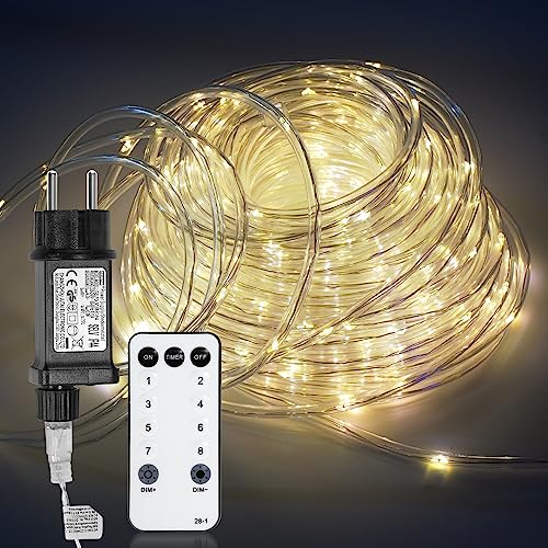 Gimisgu lichtschläucher mit Fernbedienung (Speicher, Timer-Funktion)，lichtschlauch einstellbare helligkeit，IP65 wasserdicht，Geeignet für Outdoor, Partys und andere Veranstaltungen (WarmesWeiß, 30) von Gimisgu