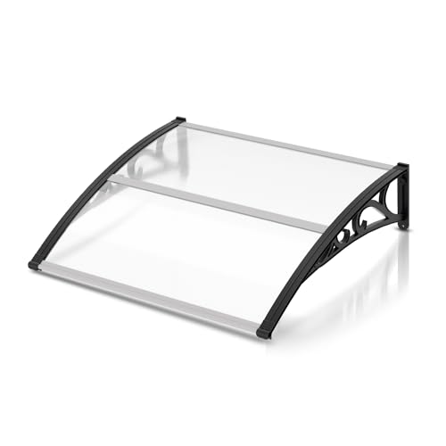 Gimisgun Vordach für Haustür 120 x 100 cm Pultbogenvordach Transparent Polycarbonat Pultvordach Überdachung 5 mm, PP Halterung,Türdach für draußen Sonnenschutz Regenschutz von Gimisgu