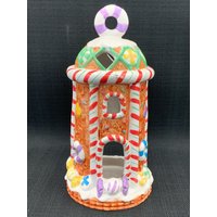 Glitter Leuchtturm Teelichthalter Handbemalte Weihnachts Dekoration von GinasVintageDelights