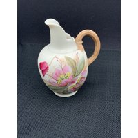 Vintage Robert Hanke Milchkännchen, Handbemalt Rosa Blüten Ewer, Antikes Sammlerstück Decor, Floral Keramik von GinasVintageDelights