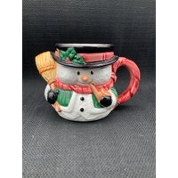 Vintage Schneemann-Kaffeetasse - Bella Casa By Ganz Urlaubsbeifall, Heiße Schokoladentasse, Winter-Trinkgeschirr von GinasVintageDelights