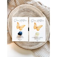 Mutstein Mit Karte Schmetterling | Glücksstein Glücksbringer Geschenk Einschulung Mutmacher Personalisiert Spruch Wunschtext von GinasWunderwerke