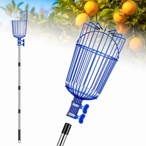 Ginbel Direct Obstpflückerstange mit Korb, segmentierter Obstpflücker, Stangenwerkzeug für Apfel, Avocado, Kirsche, Zitrone, Mango, Orange, Pfirsichpflücker (101,6–177,8 cm) von Ginbel Direct