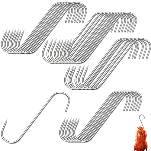 Haken zum Einhängen,30 Pcs Fleischerhaken Edelstahl Küchenhaken Metzgerei Zubehör Grillhaken Fleischhaken Werkzeug für Heiß und Kalträuchern,Metzgerei,Jagd,Hühnerjagd,Geraucht,Grillhaken-Werkzeug Haken zum Einhängen,30 Pcs Fleischerhaken Edelstahl Küchenhaken Metzgerei Zubehör Grillhaken Fleischhaken Werkzeug für Heiß und Kalträuchern,Metzgerei,Jagd,Hühnerjagd,Geraucht,Grillhaken-Werkzeug von Ginddy