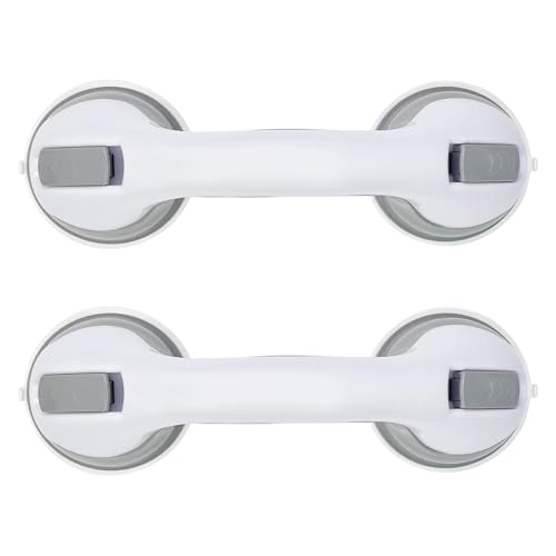 Haltegriffe für Senioren,2 PCS 29.5cm Haltegriff Dusche Ohne Bohren Abnehmbare Duschgriff mit Saugnapf Strapazierfähiger Badewannengriff für Badezimmer Griffstangen für Kinder und senioren das-Grau von Ginddy