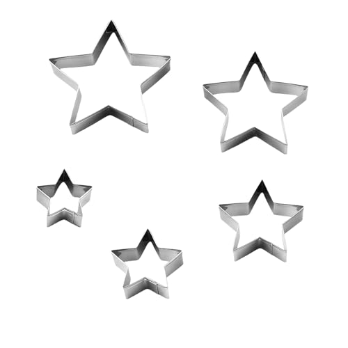 Stern Ausstecher,5 Stück Ausstechformen,Ausstecher Stern Edelstahl Ausstechform Weihnachten Klein Groß Set Mini Star Plätzchenausstecher Keksausstecher Sterne Christmas Sternschablone mit von Ginddy