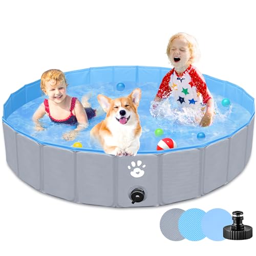 Gindoly Hundepool,Faltbare Hundepools für Kleine, Mittlere&Große,Swimmingpool Planschbecken Hundebadewanne Faltbarer für Hunde und Katzen,Abriebfest&Rutschfest-120 * 30cm von Gindoly