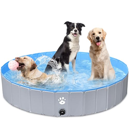 Gindoly Hundepool,Faltbare Hundepools für Kleine, Mittlere&Große,Swimmingpool Planschbecken Hundebadewanne Faltbarer für Hunde und Katzen,Abriebfest&Rutschfest-160 * 30cm von Gindoly