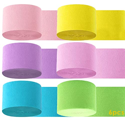 Ginfonr Crepe Paper Streamers Krepppapier Luftschlangen, 6 Stück Pastell Luftschlangen Party Luftschlangen Krepppapier, Party Dekorationen , Für Geburtstags Hochzeits Familientreffen Party von Ginfonr