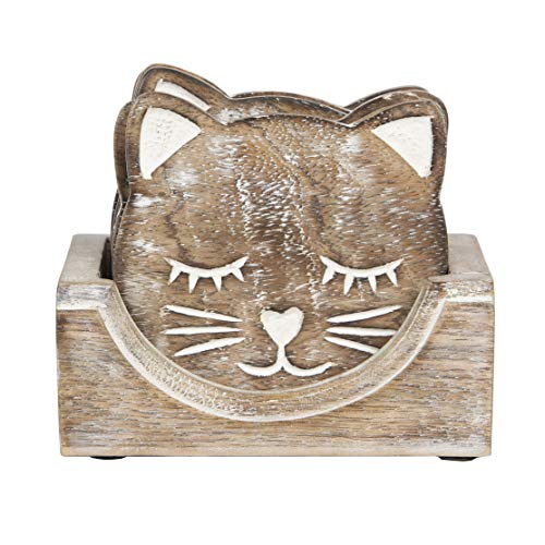 Drinks Coasters - Wooden Cat Coasters - Set of 6 in Storage Box (SC099) by Ginger Interiors von Ginger Interiors