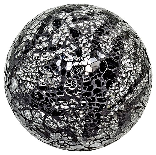 Medium (10.5cm) Schwarz & Silber Glas Mosaik Ball von Ginger Interiors