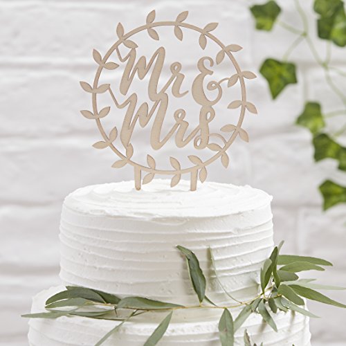 Beautiful Botanics - Wooden Mr & Mrs Script Cake Topper von Ginger Ray