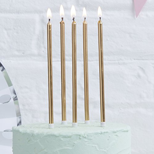 Ginger Ray Geburtstagskerzen, goldfarben, metallisch, hoch, 24 Stück, inkl. Halter Ginger Ray Geburtstagskerzen, goldfarben, metallisch, hoch, 24 Stück, inkl. Halter von Ginger Ray