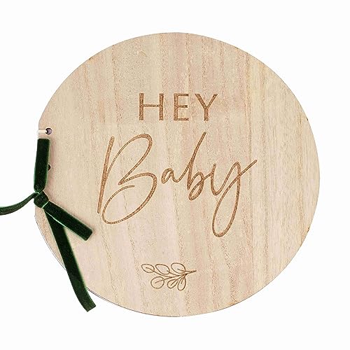 Ginger Ray BAB-107 Hey Baby Gästebuch, Holz, Papier von Ginger Ray