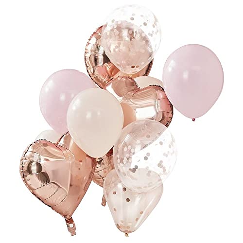 Ginger Ray Blush and Rose Gold Balloons Bundle 12 Stück Mix It Up, Kunststoff Nylon, Roségold, Rosa von Ginger Ray