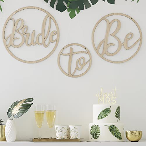 Ginger Ray Botanical Bachelorette Party Holz Bride To Be Hängende Hoops, Hochzeit von Ginger Ray