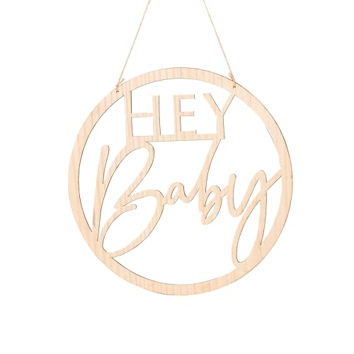 Ginger Ray Botanical Shower Hey Baby Schild aus Holz von Ginger Ray