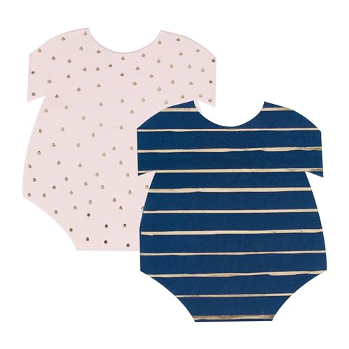 Ginger Ray Foiled Pink and Navy Baby Grow Gender Reveal Party-Servietten 16er-Pack, Karte, Blau, Gold, Rosa von Ginger Ray