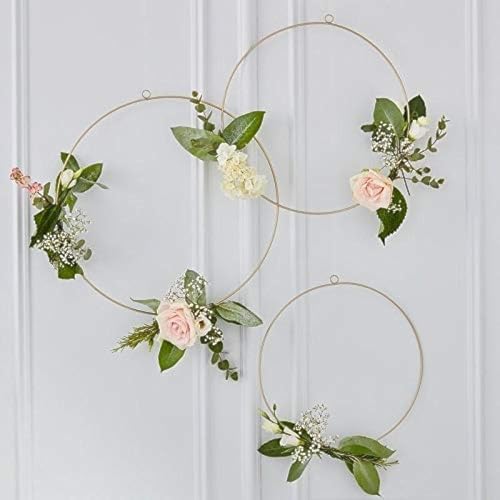 Ginger Ray Gold Floral Wedding Hanging Hoops 3 Stück von Ginger Ray