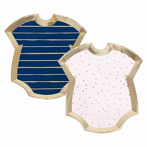 Ginger Ray Gold Foiled Pink and Navy Baby Grow Partyteller zum Geschlecht 8 Stück, Papier, Rose von Ginger Ray