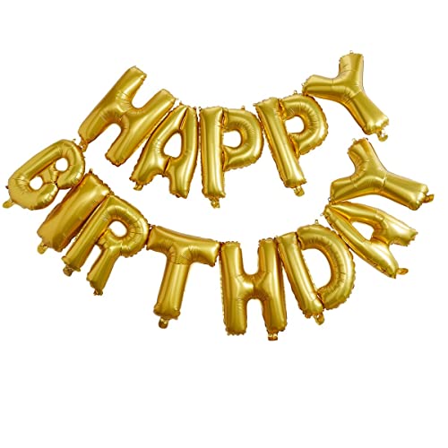 Ginger Ray Goldfarbene Wimpelkette "Happy Birthday", Folienballon, Party-Dekoration, kein Helium erforderlich, mehrfarbig von Ginger Ray