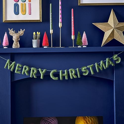 Ginger Ray Green Felt 'Merry Christmas' Wimpelkette Banner Deko Hängende Girlande Dekoration von Ginger Ray