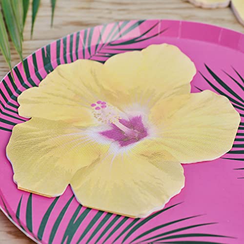 Ginger Ray Hawaiianische Tiki-Papierservietten, tropische Blumen, Gelb von Ginger Ray
