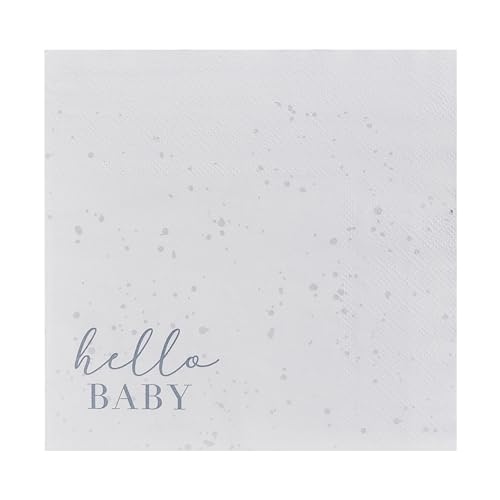 Ginger Ray Hello Baby Shower Party Papierservietten, 16 Stück, 16.5 cm x 16.5 cm, cremefarben von Ginger Ray