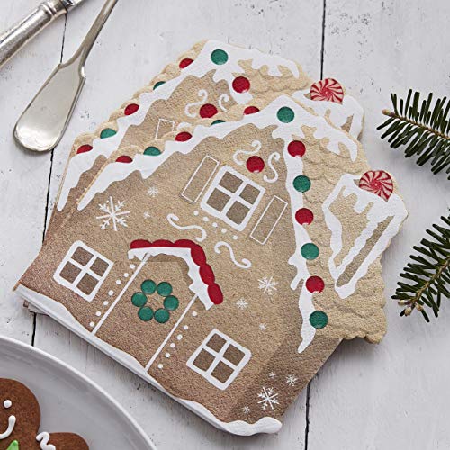 Ginger Ray LS-503 Gingerbread Shaped Christmas Party Paper Napkin 16 Pack Serviette, Papier, Brown/Kraft von Ginger Ray