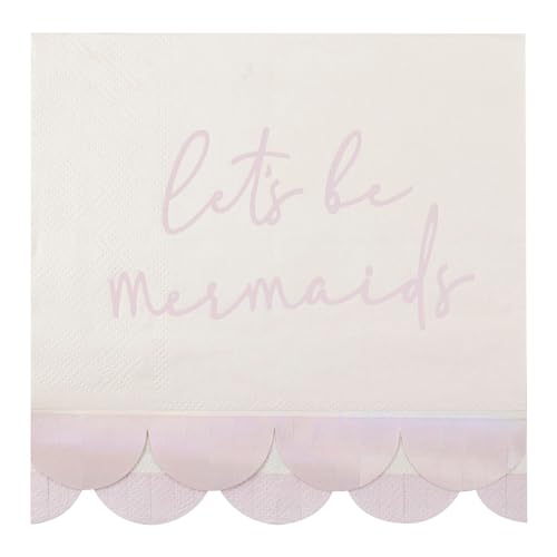 Ginger Ray Lets Be Mermaids Papierservietten, rosa Fransen, für Kinder, Mädchen, Party, Meerjungfrau, 16 Stück von Ginger Ray