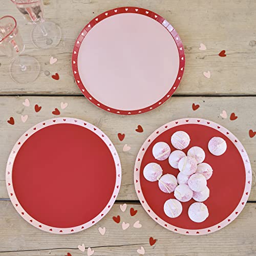 Ginger Ray Red & Pink Heart Paper Party Valentines Plates Pack of 8 von Ginger Ray