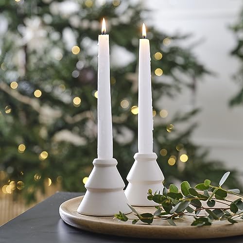Ginger Ray Weiße Keramik-Kerzenhalter für den Weihnachtsbaum, Tischdekoration, 2 Stück von Ginger Ray