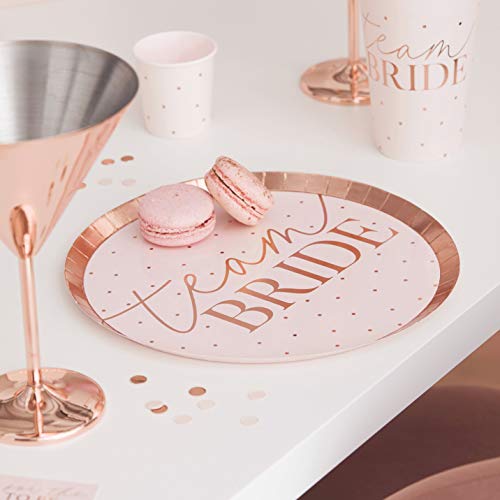 Ginger Ray Bachelorette Party Rose Gold Team Bride Junggesellinnenabschied, Rotgold, Braut & Blush Hochzeitspappteller, Papier, 8 Pack, 25 cm x 25 cm von Ginger Ray