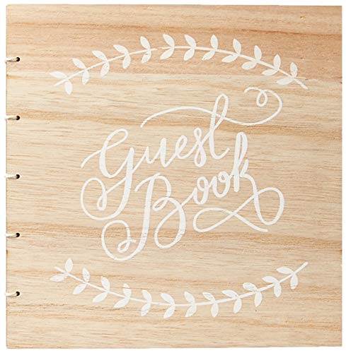 Ginger Ray with White Script Font Hochzeits-Gästebuch aus Holz mit weißer Schrift Boho, Keine Angabe, Beige, 32 Page von Ginger Ray