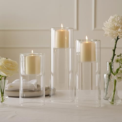 Kerzenhalter aus klarem Glas, Set mit 3 Teelichthaltern für Hochzeitstische von Ginger Ray