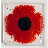 Handgemachte Mohn Untersetzer Aus Geschmolzenem Glas Roter Blumen Getränke von GingerCatGlass
