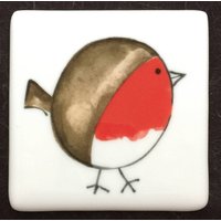 Rotkehlchen Untersetzer Aus Geschmolzenem Glas Handgemachter Vogel von GingerCatGlass