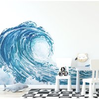 Blaue Welle Wand Wandbild von GingerMonkeyPL