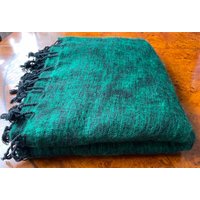 Handwebstuhl Yak Wolle/Baumwolle Mischung Schal Decke Überwurf Made in Kathmandu Tal Ca. 46 "x 86" Smaragdgrün von Gingerpeg