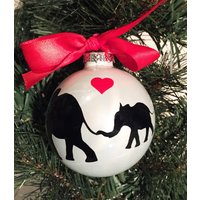 Personalisierte Mutter Und Baby Elefant Silhouette Glas Ornament von GingerspiceStudio