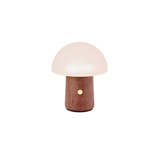 Gingko 7 Farbwechsel RGB Alice Pilzlampe, Long Life Batterie, USB-C Aufladung, 3 Lichtmodi, FSC Zertifiziertes Holz mit Milchglas, Touch-Tasten-Steuerung (Mini, Walnuss) von Gingko