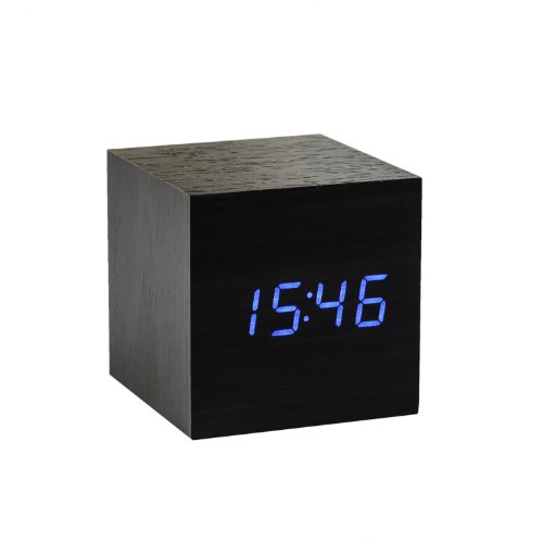 Gingko GK08B10 Würfel-Digitaluhr 'Click Clock' Schwarz mit Blauer LED-Anzeige von Gingko