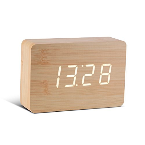 Gingko GK15W11 Digitaluhr 'Click Clock' Ziegelsteinform, Buche mit weißer LED-Anzeige von Gingko