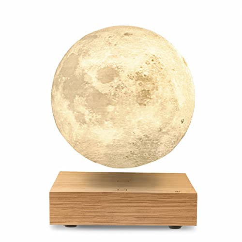Gingko Smart Moon Lamp • schwebender Mond mit Holzsockel • smartes Stimmungslicht • elektromagnetisch & rotierend • Esche von Gingko