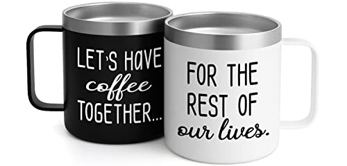 Gingprous Isoliertes Kaffeebecher-Set mit Aufschrift "Lets Have Coffee Together For The Rest Of Our Lives", Verlobung, Hochzeitsgeschenk für Paare, 340 ml, isolierter Edelstahl-Reisebecher von Gingprous